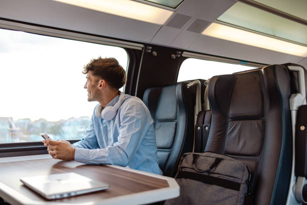 istock Young businessman enjoying a train ride 1676730885