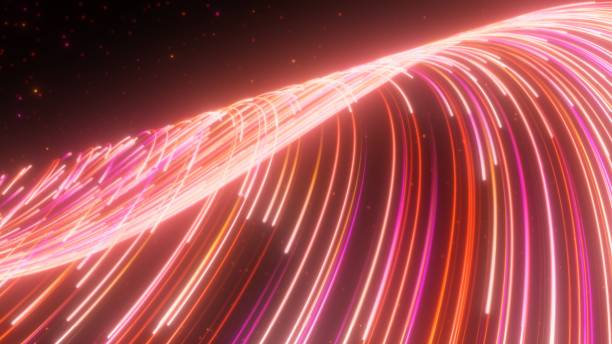 istock Abstract Bright Red Neon Glowing Wave Lines Dynamic Flowing Curves - Abstract Background Texture 1676768524