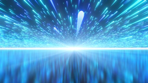 istock Shooting Stars Flying At Light Speed Over Beautiful Reflective Lake - Abstract Background Texture 1676772257