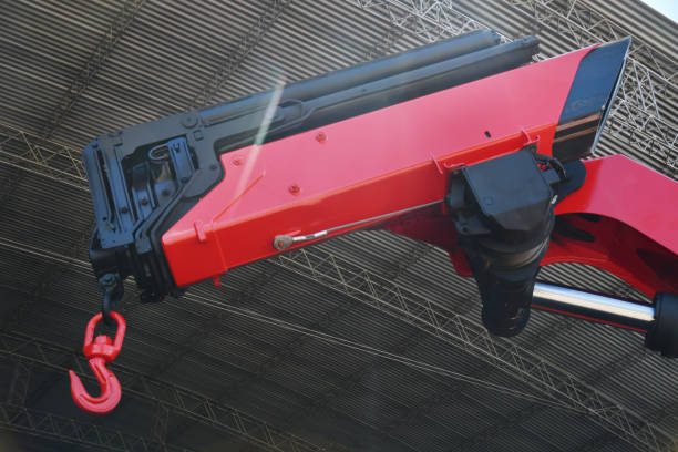 istock Large Hydraulic Crane Loading Hook on Truck Chassis with Crane Accessories 1676784640