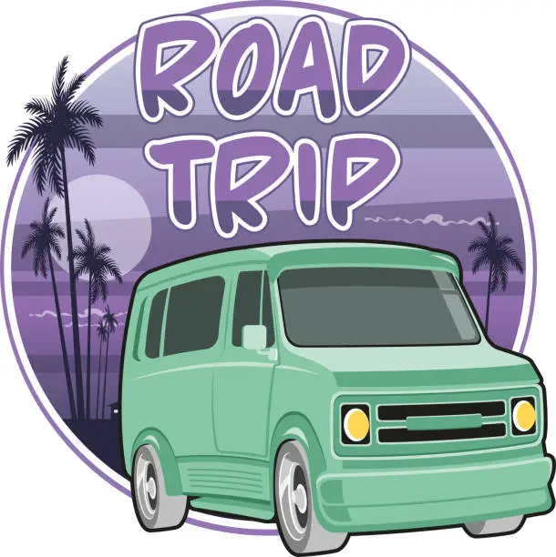 Vector illustration of TROPICAL ROAD TRIP