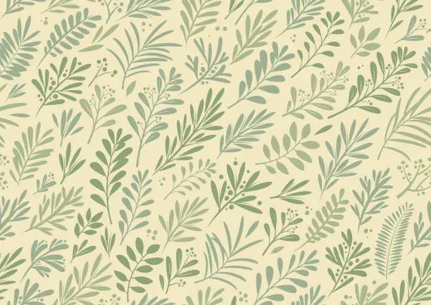 Vector illustration of Seamless green Christmas plants background wallpaper