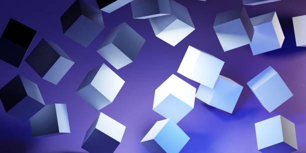 istock Abstract white 3D cubes fly on dark background. Modern background design with geometric shapes. 3D rendering. 1676839756