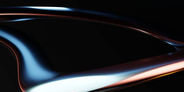 istock Liquid metal lines in motion dark background. Modern abstract backdrop. Design element for banner, cover, wallpaper and background. Realistic 3D rendering. 1676843515
