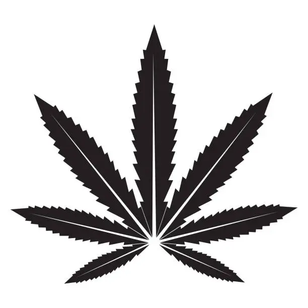 Vector illustration of Black Abstract Simplistic Cannabis Leaf Icon