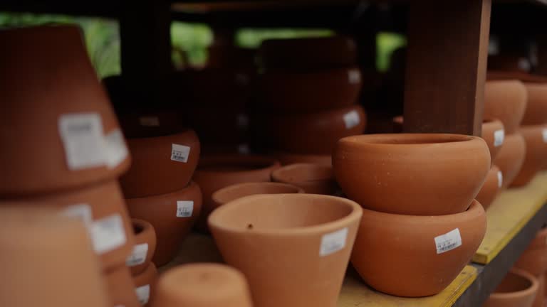 Vases in a garden center