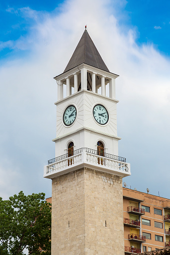 Clock Tower in Tirana in a beautiful summer day, Albania