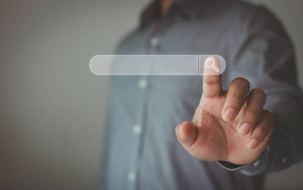 istock Data Search Technology Search Engine Optimization. Businessmen's hands are finger point to Searching for information. Using Search Console with your website. Online business search a job for work. 1676982513