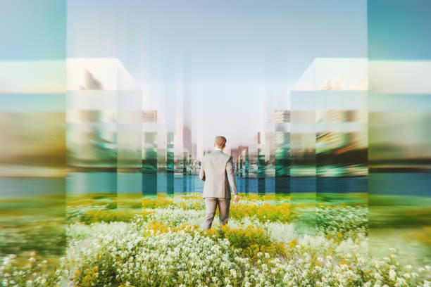 istock Businessman in VR environment 1676999407