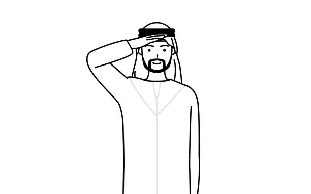 Vector illustration of Muslim Man making a salute.