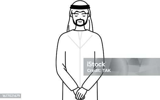 istock Muslim Man bowing with folded hands. 1677021679