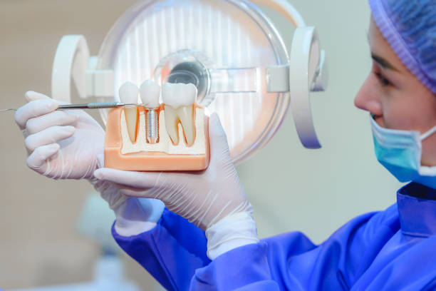 Medical treatment at dental clinic or dentist office. stock photo