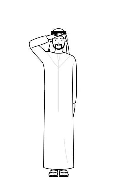 Vector illustration of Muslim Man making a salute.