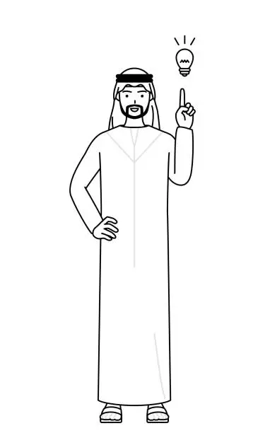 Vector illustration of Muslim Man coming up with an idea.