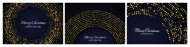 Vector illustration of Merry Christmas backgrounds with gold glitter pattern