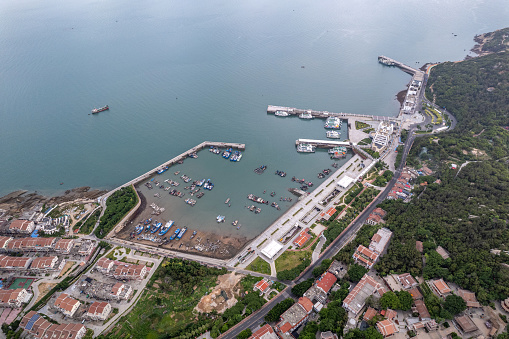 Aerial view of the transportation terminal on the island
