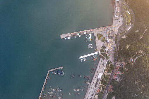 Aerial view of the transportation terminal on the island