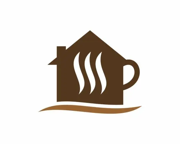 Vector illustration of Coffee cup with house combination vector logo