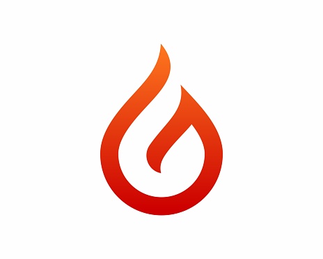 G Letter in fire flame shape logo