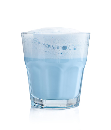 Blue lagoon cocktail on a white isolated background.