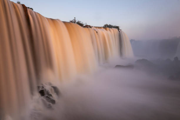 View of the strong falls very close on a sunny day