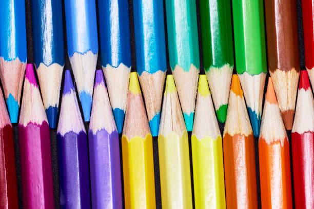 istock Row of Colored Pencils aligned together 1677269304