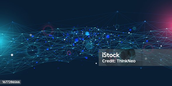 istock Digital backend technology concept particle background design 1677286566