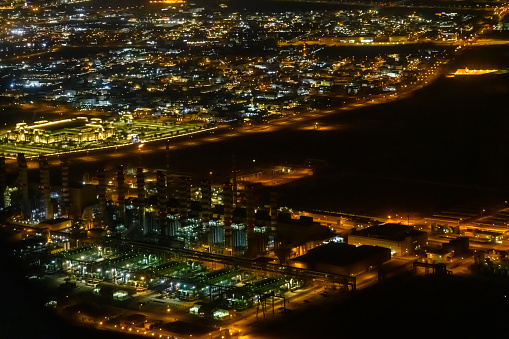 Aerial view of Doha city at night