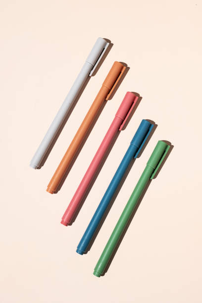 istock Some colourful pen arranging on beige. 1677379045