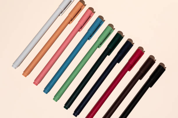 istock Some colourful pen arranging on beige. 1677379046