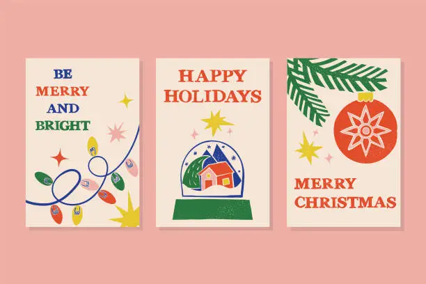 Vector illustration of Set of Three Christmas Greeting Card