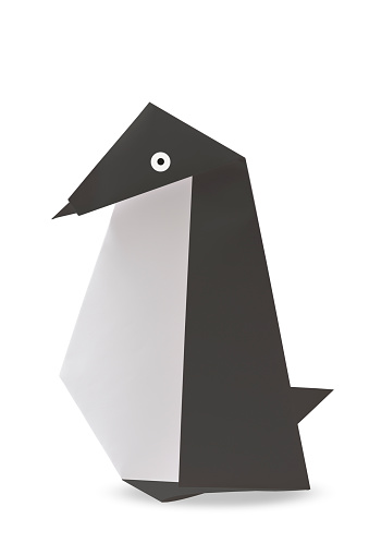 Origami Penguin  isolated on white with clipping path.