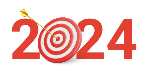 istock New Year realistic target and goals with symbol of 2024 from red target and arrows. Target concept for new year 2024. Vector illustration 1677425633