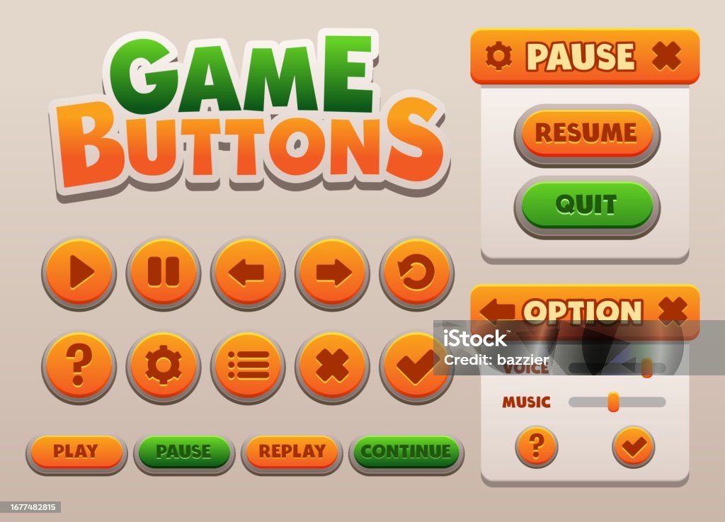 Game Elements Graphics Examples Set Of Game Ui Elements For Video Game Development Stock Illustration ...
