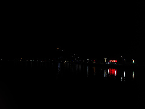 Nightscape shot of Fateh Sagar Lake in city of lakes Udaipur