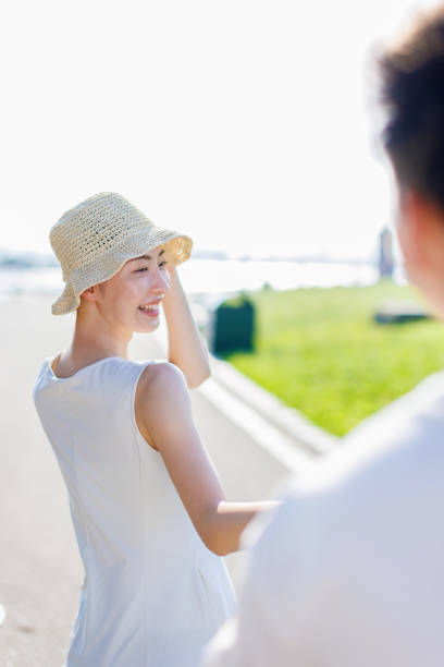 Love Couple in love romantic road summer field happy