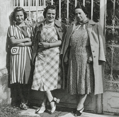 Family in a street in 1934.