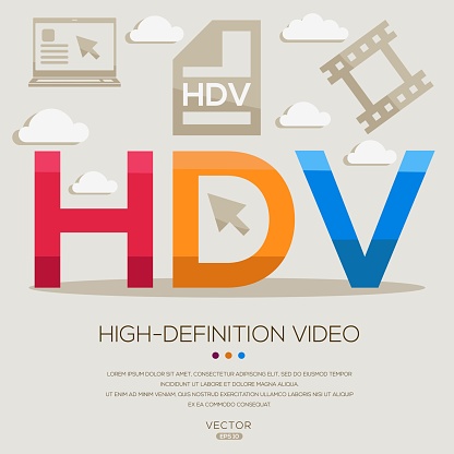 HDV _ High-Definition Video, letters and icons, and vector illustration.