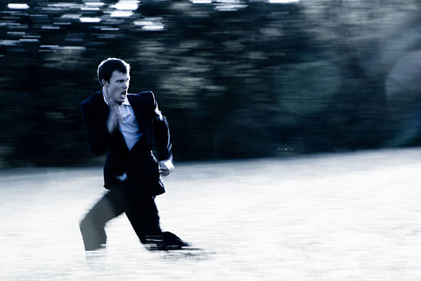 Banker on the run stock photo