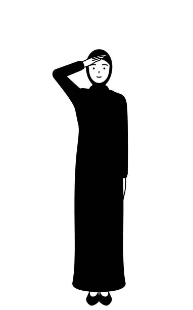 Vector illustration of Muslim Woman making a salute.