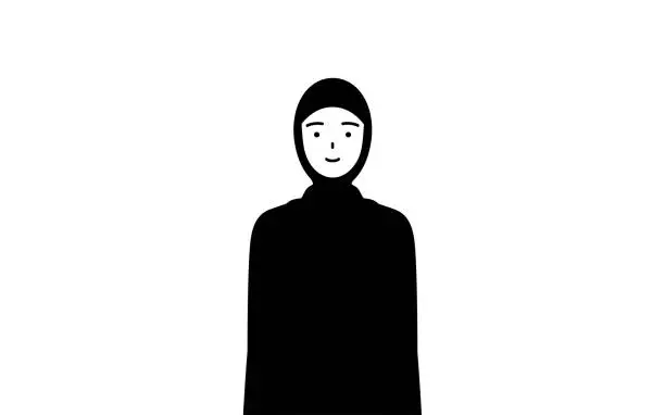 Vector illustration of Muslim Woman with a smile facing forward