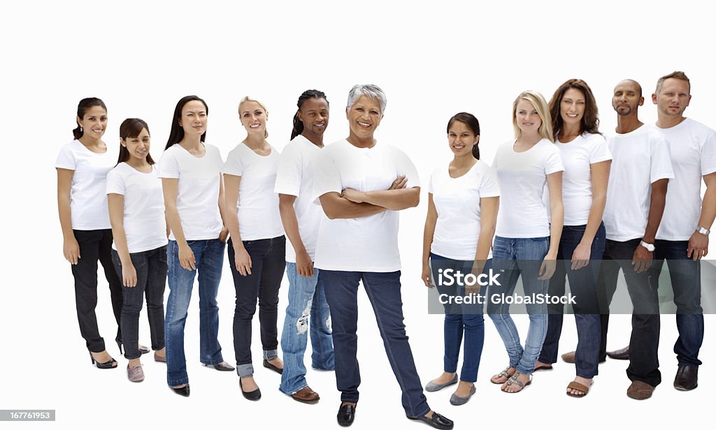 Grupo de raça mista pessoas - Foto de stock de Branco royalty-free