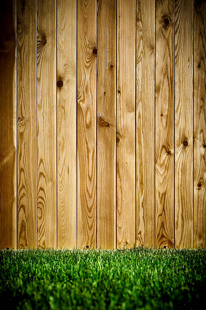 istock Grass and wood wall, natural background 167762275