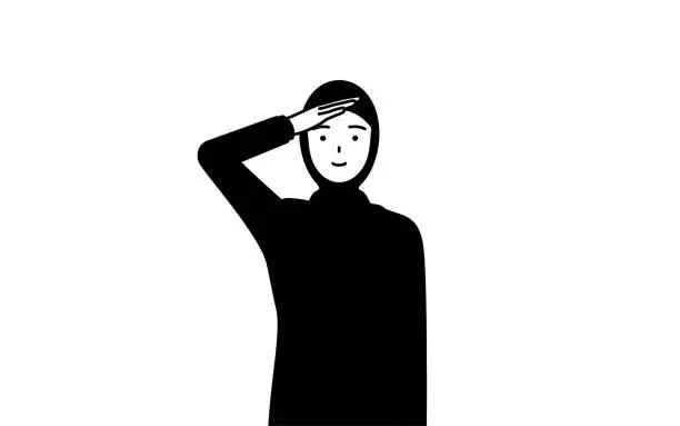 Vector illustration of Muslim Woman making a salute.