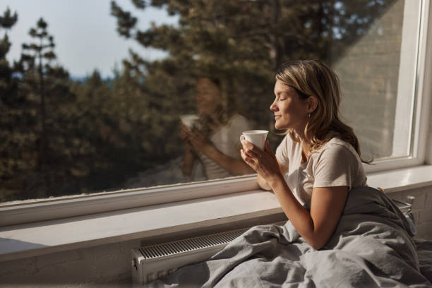 Enjoying in morning coffee and sun through bedroom window!