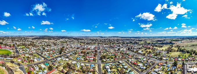 Panorama View of the Town of Glen Innes, New South Wales, Australia overlooking the hills