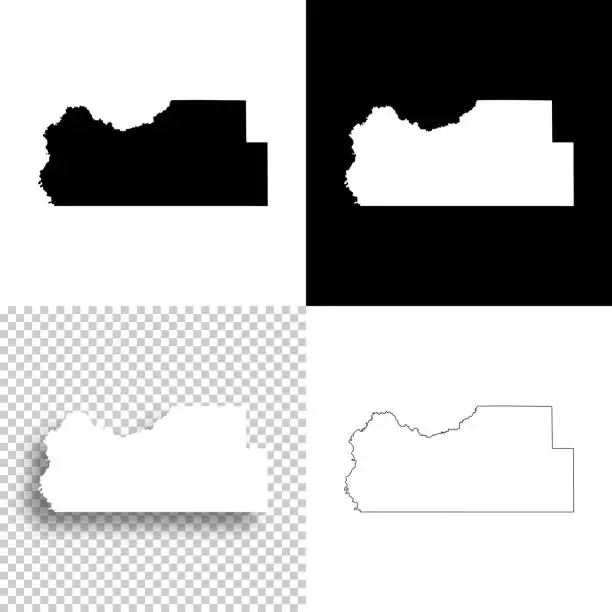 Vector illustration of Tate County, Mississippi. Maps for design. Blank, white and black backgrounds