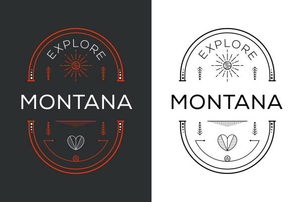 illustrations, cliparts, dessins animés et icônes de explorez montana design. - us glacier national park