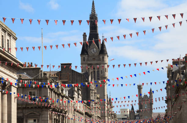 Flags hung on Union Street in Aberdeen 