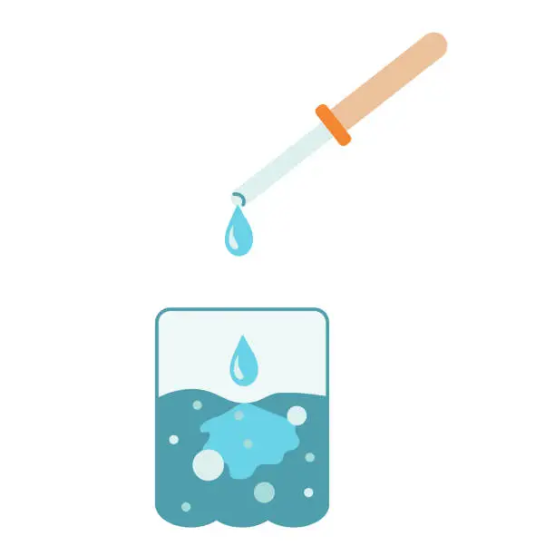 Vector illustration of Purifying water with chemicals in a glass. Environmental pollution.